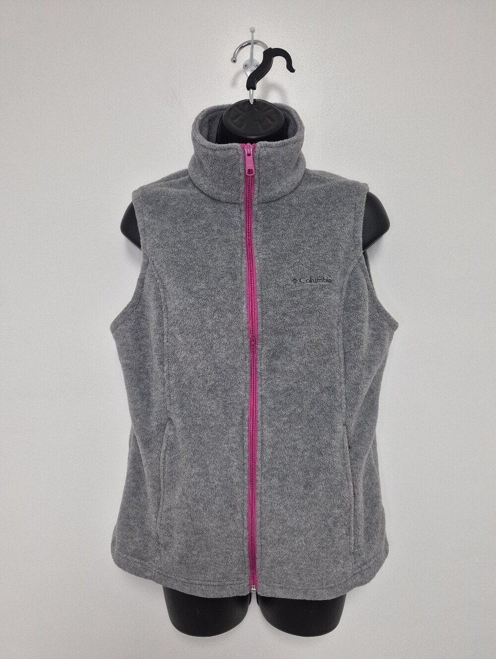 Columbia Gray Fleece Vest with Pink Zip sz M